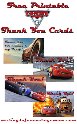cars 3 thank you cards