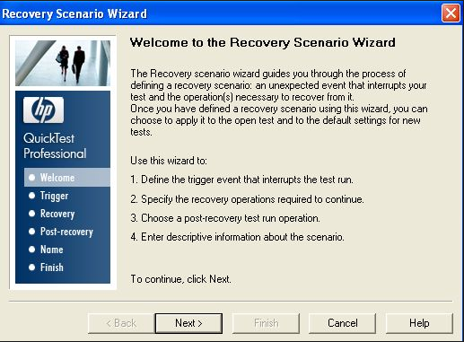 Recovery Scenarios Wizard in QTP