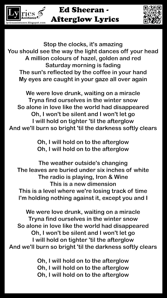 Ed Sheeran - Afterglow Lyrics | lyricsassistance.blogspot.com