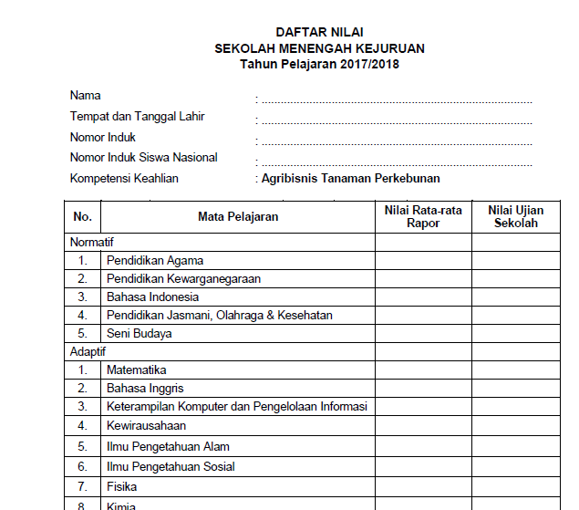 Download Format Blangko Belakang Ijazah Atp Akuntansi 2018 Smk