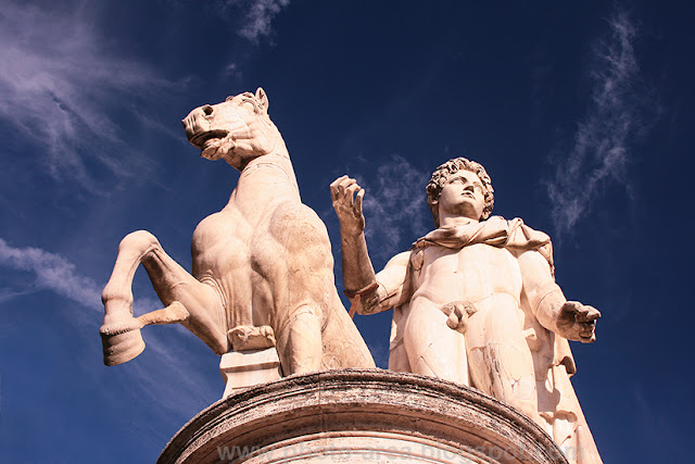 Statue at Paladine Hill in Rome, Italy, representing horse tamer