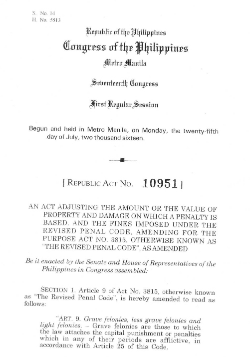 President Duterte signed into law this week Republic Act 10951, or the Amendment to the Revised Penal Code. The new law includes a provision imposing penalties on a person found guilty of spreading fake news that might affect public order.  With the prevalence of fake news from all sides of the political and social spectrum, Duterte signed the law that amended the 87-year-old Revised Penal Code that also placed penalties on unlawful use of publication and unlawful spoken statements.  Article 154, Section 18 of the act provides a penalty of arresto mayor - that's one month and one day up to six months in prison. Included in the penalty is a fine ranging from P40,000 to P200,000. The penalty used to be only ₱200 to ₱1,000 only.  The punishment may be imposed against any person who by means of print, lithography or any other methods of publication shall publish or cause to be published as news any "false report that might endanger public order or damage the interest or credit of the state."  The statement "other methods of publication" could also mean online publications. A majority of fake news nowadays is spread online via social media sites, web pages and video streaming.  The law also covers any person who shall maliciously publish, or cause to be published any official resolution or document without proper authority or before they have been published officially. This means leaking of government documents will merit penalties of prison sentence and fine.  The printing, or causing to print, and the distribution of published or distributed books, pamphlets, periodicals or leaflets which do not bear the real printer’s name, or which are classified as anonymous is also punishable under RA 10951.  The measure will take effect 15 days after its publication in at least two major newspapers. It will be applicable to pending cases before the courts where trial has already started.   sources: Rappler, PhilStar