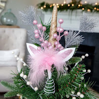 Image: Holiday Time Unicorn Christmas Tree Topper, 11 inch