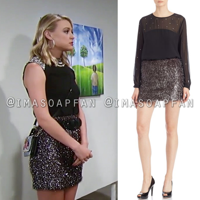 Kiki Jerome, Hayley Erin, Metallic Eyelash Mini Skirt, General Hospital, GH