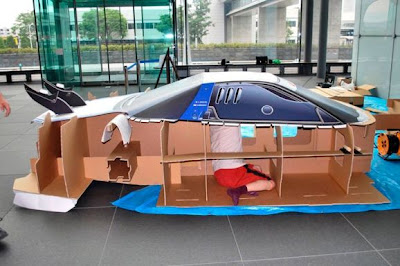 Origami of a special kind - the racing car made of cardboard