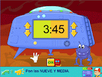 Juego sobre el reloj digital. Ejercicios de Pipo Online