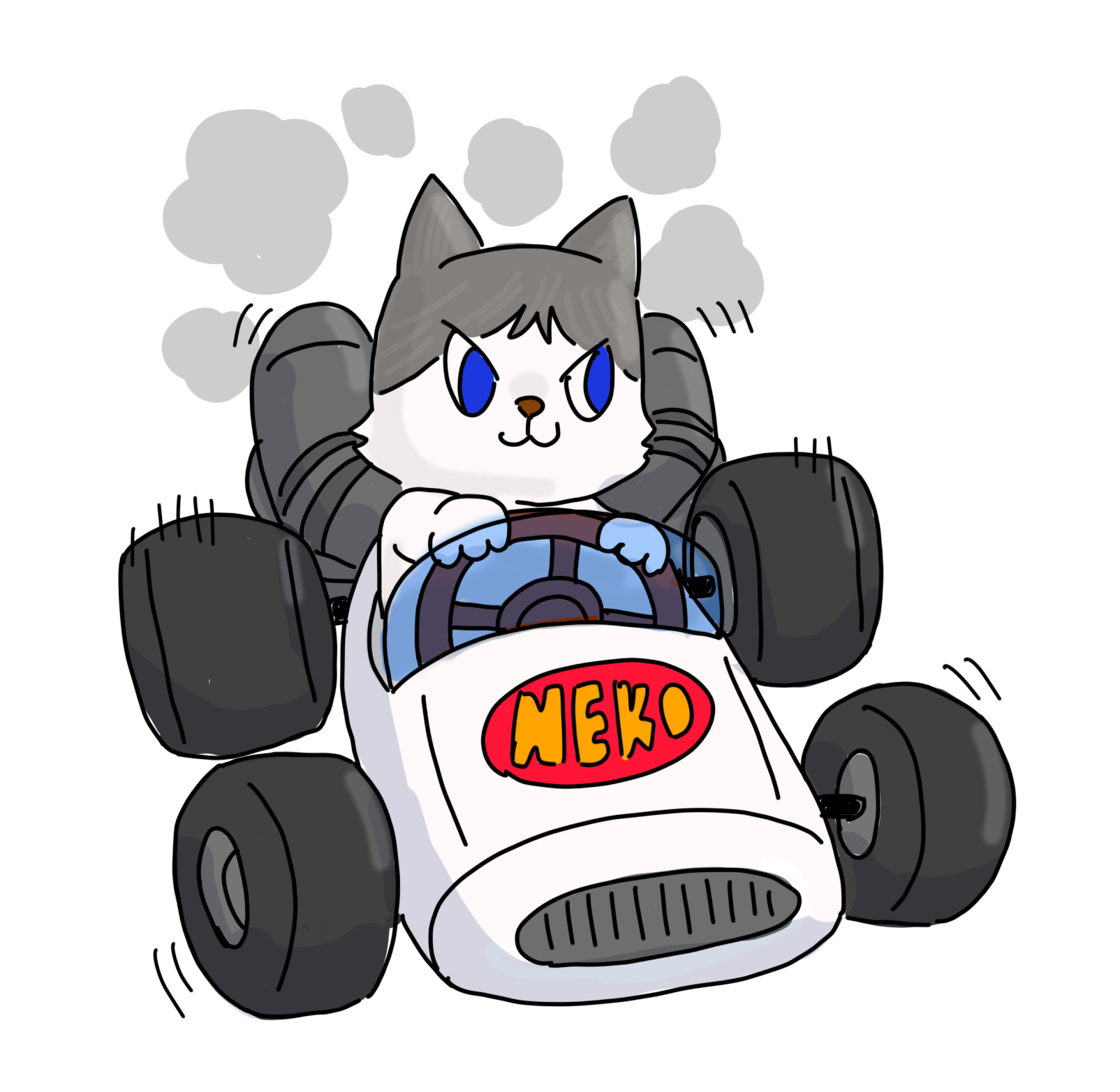 日々のイラスト レーシングカーを運転する猫のイラスト 日々のイラスト レーシングカーを運転する猫のイラスト