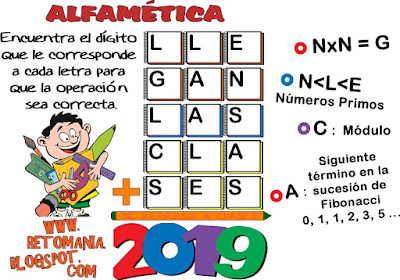 Alfamética, Criptoaritmética, De regreso a clases, De vuelta al Colegio, Criptosuma, Desafíos matemáticos, Retos matemáticos, Problemas matemáticos