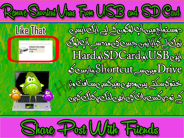 How To Remove Shortcut virus from USB, SD Card and Hard Disk Without any Software By Hassnat Softs