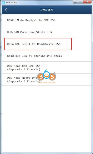 yanhua mini acdp Open DME shell to read ISN 2