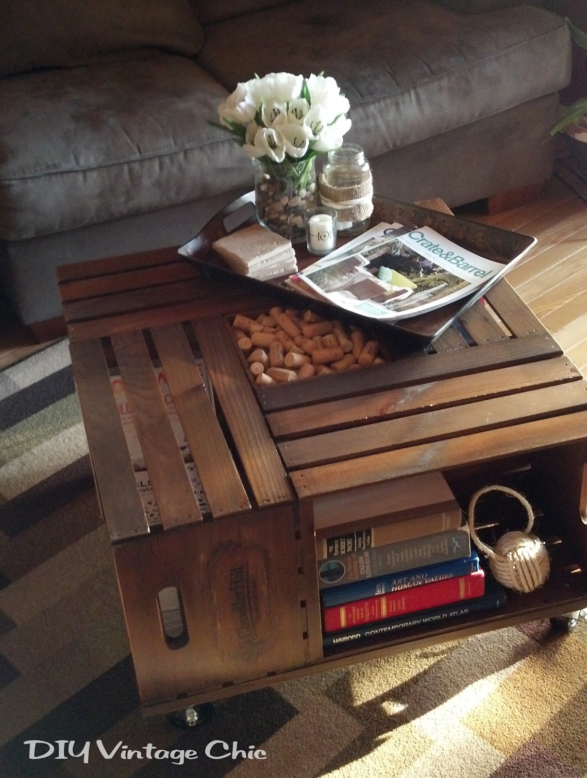 DIY Vintage Chic: Vintage Wine Crate Coffee Table : 【DIY 