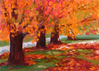 Maple Trees in Autumn oil painting