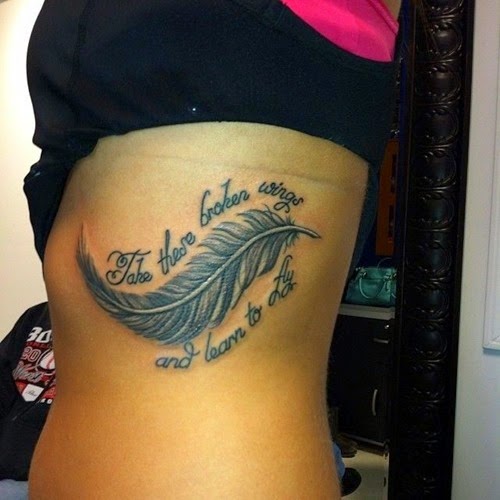 Rib Wings with Quotes Tattoos for Women