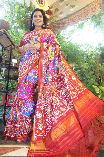 Multicolor double ikat patan Patola