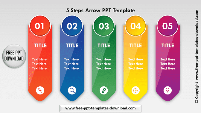 5 Steps ARROW PPT Template Download