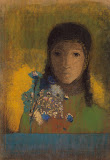 Woman with Wildflowers by Odilon Redon - Drawings from Hermitage Museum
