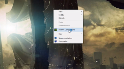 1. Untuk membuka nVIDIA Control Panel Klik kanan pada Desktop lalu pilih nVidia Control Panel.