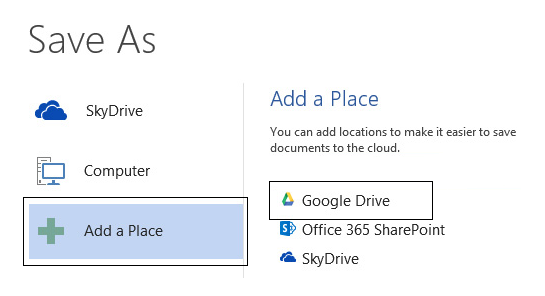 How to Add Google Drive and Dropbox into Office 2013