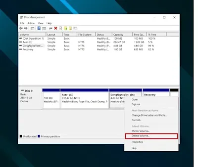 Hướng dẫn chia - gộp ổ cứng trên windows 10