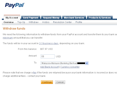 Mancis Dah Basah: Transfer Duit Keluar Dari Paypal Ke Bank