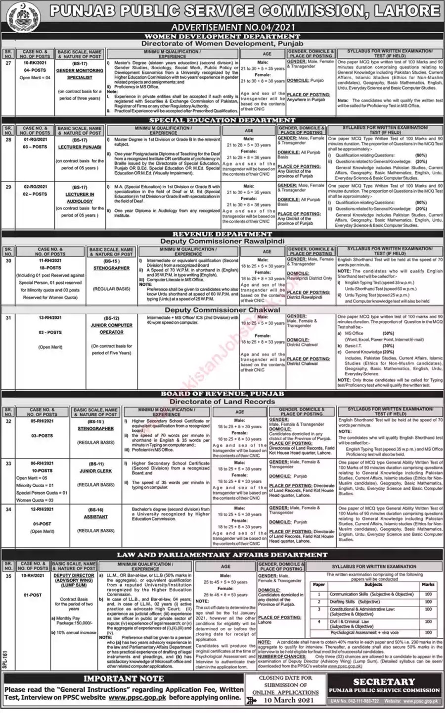 Latest Jobs in Pakistan PPSC Jobs 2021 | Apply Online