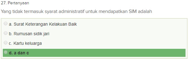 Contoh Soal Ujian teori SIM A dgn Kunci Jawaban Oktober 2018