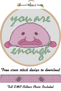 blob fish cross stitch pattern, you are enough cross stitch pattern