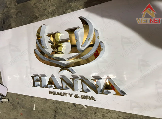 Gia công chữ inox vàng Hanna Beauty Spa