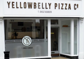 Picture of the  frontage of the Yellow Belly Pizza Company Pizzeria in Brigg town centre - opened June 2019