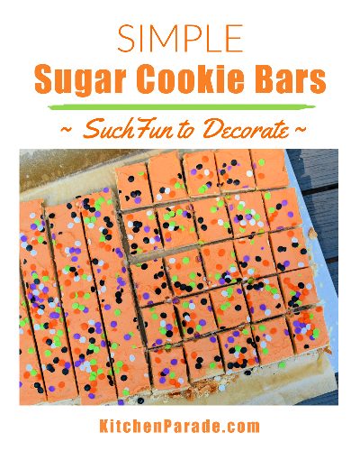 Sugar Cookie Bars ♥ KitchenParade.com. All the colorful deliciousness, none of the cookie cutter and decorating fuss.