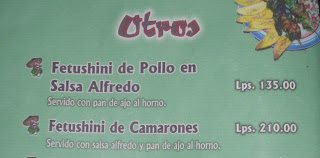 Menu chuckles, La Ceiba, Honduras