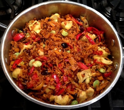 multi-vegetable paella recipe from plenty, yotam ottolenghi