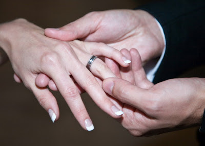 wedding rings are exchanged