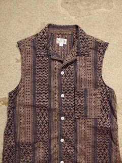 FWK by Engineered Garments "Camp Shirt in Khaki/Navy Multi St. Jacquard"