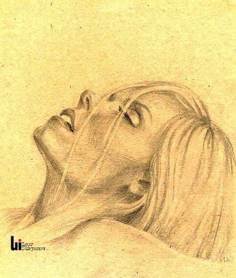 portrait de femme (blonde) super par illustrateur et artiste Igor Lukyanov (dessin hachures croisées)