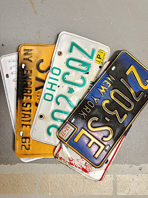 pile of license plates
