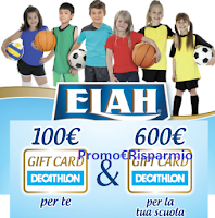 Logo Concorso ''Elah premia te e la tua scuola'' con buoni Decathlon da 100 e 600 euro