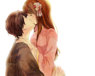 Anime Love Couple Kissing Wallpaper