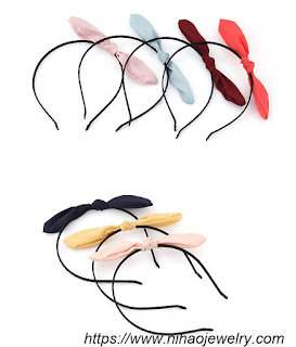 Korean fashion ladies match dot bow rabbit ears headband