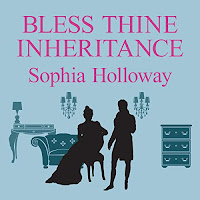 Bless Thine Inheritance audiobook cover. The silhouette of a Regency man standing the right, and a seatedand woman to his left. 