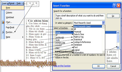 Các công thức tính hàm thông dụng trong Excel