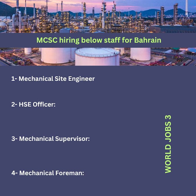 MCSC hiring below staff for Bahrain