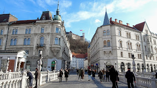 Ljubljana Castle with a Slovenia Flag