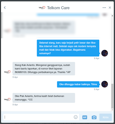 komplain telkom via twitter @telkomcare