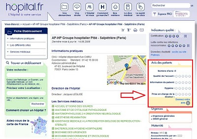 évaluation des hôpitaux en ligne sur hôpital.fr