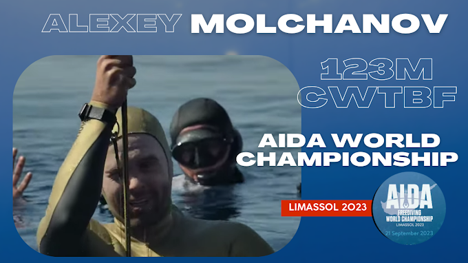 Alexey Molchanov validates a world record  on the AIDA championship