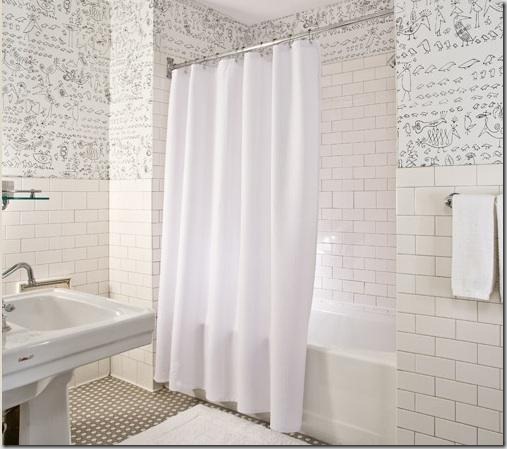 I think a lively wallpaper works beautifully with the simplicity of the I think a lively wallpaper works beautifully with the simplicity of the