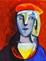 Imagen de Marie Therese Walter de Picasso. Entrada explicando las composiciones equilibradas, armónicas utilizando los tres colores primarios. Ejemplos de obras de Vermeer, Picasso, Miró y Mondrian. Ensayo escrito por Juan Sánchez Sotelo para la Academia de dibujo y pintura Artistas6 de Madrid. Clases y cursos para aprender a dibujar y pintar