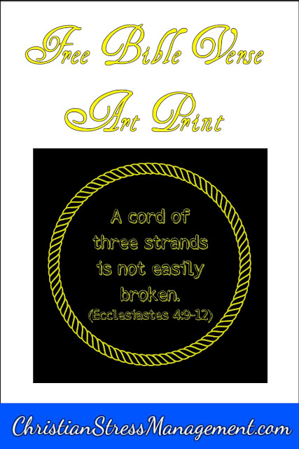 A cord of three strands is not easily broken Bible verse art print.