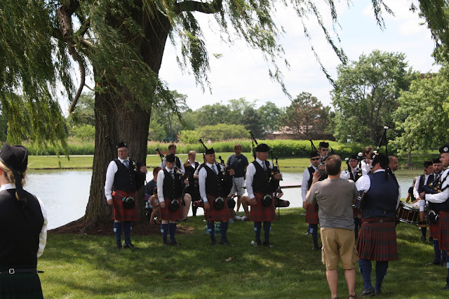 Scottish bagpipers at the Scottish Festival and Highland Games in Itasca, IL